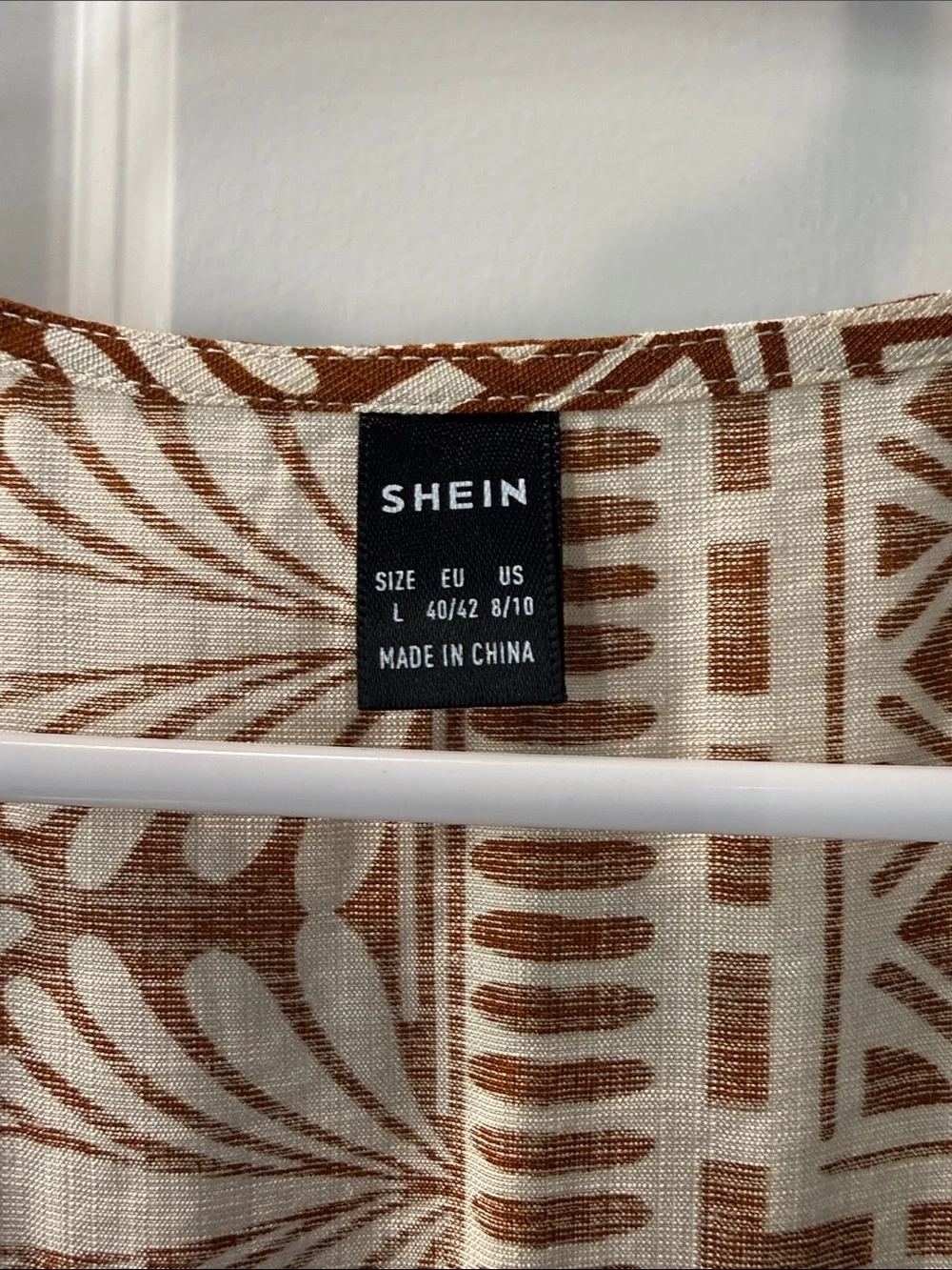 SHEIN Brown & White Printed Sleeveless Maxi Dress